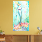 Bubbles Mermaid Fantasy Artwork van Molly Harrison Canvas Afdruk (Insitu (Woonkamer))