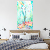 Bubbles Mermaid Fantasy Artwork van Molly Harrison Canvas Afdruk (Insitu (Slaapkamer))