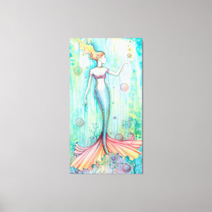 Bubbles Mermaid Fantasy Artwork van Molly Harrison Canvas Afdruk