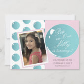 Bubbles Pop over Birthday Party roze Kaart (Voorkant)