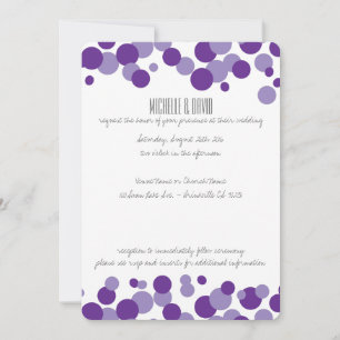 Bubbles pourpres Confetti Invitations de mariage