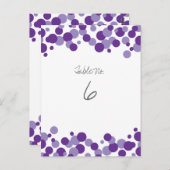 Bubbles pourpres Confetti Numéro de table Cartes (Devant / Derrière)