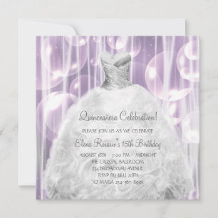Bubbles Robe de fête Blanc Quinceanera Invitations