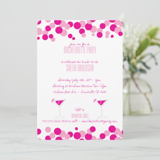 Bubbles roses Invitations de la fête de Bacheloret (Debout devant)
