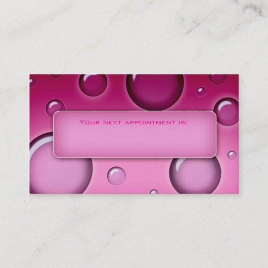 Bubbles Salon Spa Appointment Card roze Afsprakenkaartje (Voorkant)