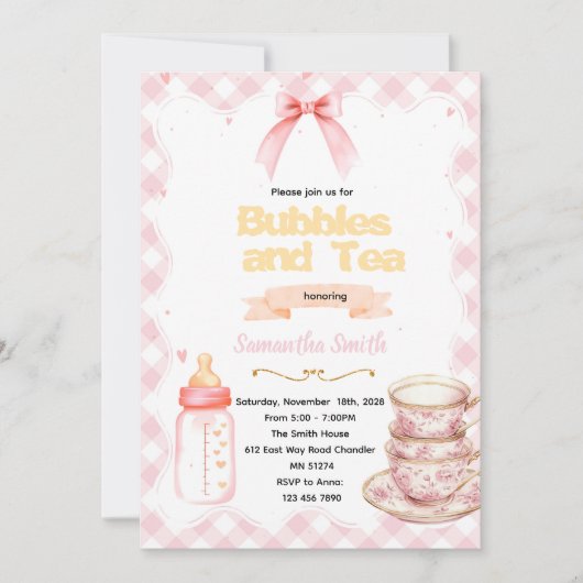 Bubbles & Tea for the Mommy-to-Be invitation (Devant)
