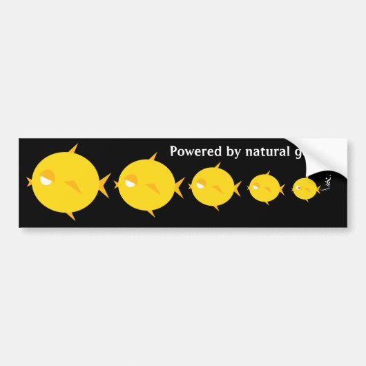 Bubbles the BlowFish_Powered by natural gas Bumpersticker (Voorkant)