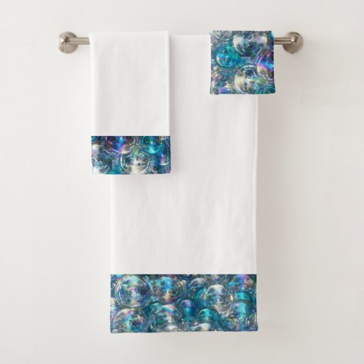 Bubbles Tiny Bubbles Badhanddoek Set Aqua Blue Bad Handdoek (Insitu)