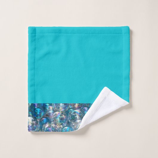 Bubbles Tiny Bubbles Badhanddoek Set Aqua Blue Bad Handdoek (Wasdoekje)