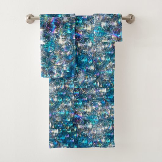 Bubbles Tiny Bubbles Badhanddoek Set Blauw Aqua Bad Handdoek (Insitu)