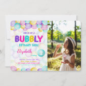 Bubbles Verjaardag Foto uitnodiging (Voorkant)