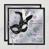 Bubbles Zwart-wit Masquerade Party Kaart (Voorkant / Achterkant)