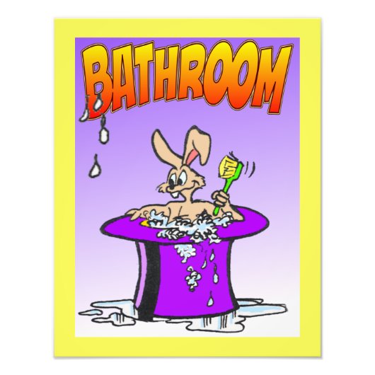 Bubbling Bunny salle de bain poster Cust. Couleur (Devant)