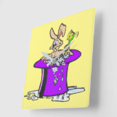 Bubbling Bunny Square Wall Clock  Vierkante Klok (Hoek)