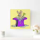 Bubbling Bunny Square Wall Clock  Vierkante Klok (Huis)