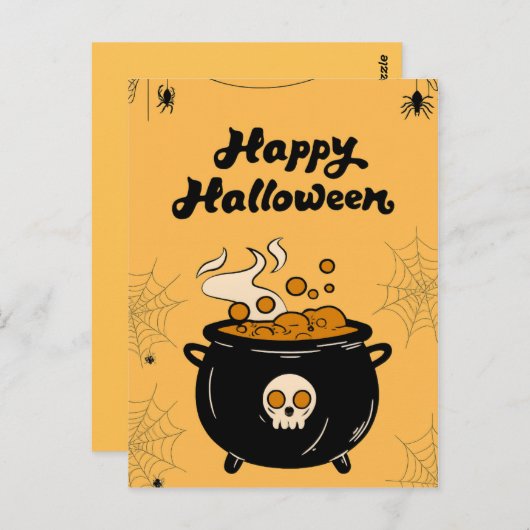 Bubbling Cauldron Halloween Card – Spooky Eyeballs Briefkaart (Voorkant / Achterkant)