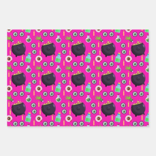 Bubbling Cauldron Magic Potion Eyeball Halloween Inpakpapier Vel (Voorkant 2)