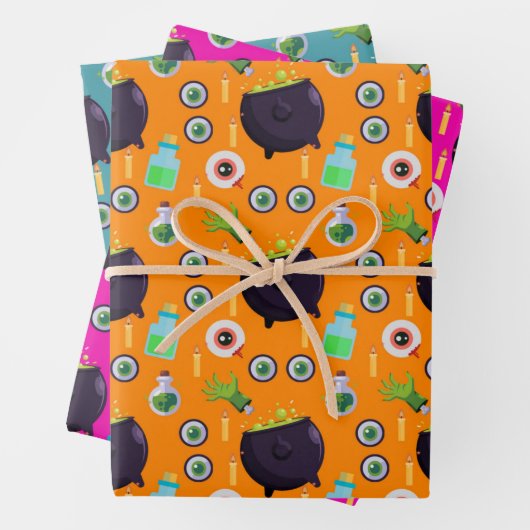 Bubbling Cauldron Magic Potion Eyeball Halloween Inpakpapier Vel (In situ)