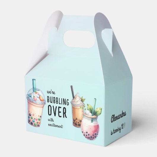 Bubbling over met opwinding bobba thee verjaardag bedankdoosjes (Achterkant)