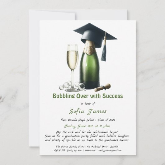 Bubbling Over met succes Een sprankelend Afstudere Kaart (Voorkant)