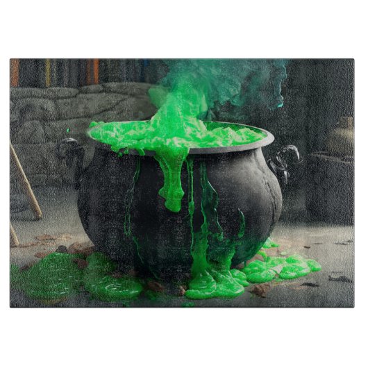 Bubbling Witch's Cauldron Halloween Snijplank (Voorkant)