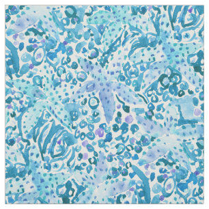 BUBBLLING STARFISH Blue Coastal Print Stof