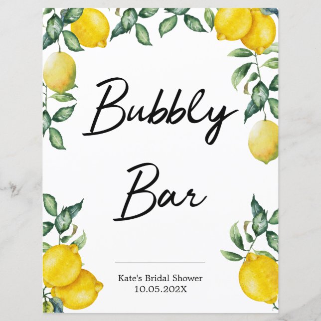 Bubbly Bar citroenen bord gepersonaliseerd (Achterkant)