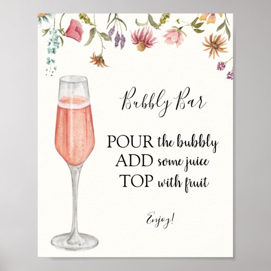 Bubbly Bar Drink Sign Poster (Voorkant)