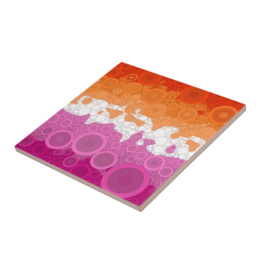 Bubbly Bohemian Groovy Abstract Lesbisch Pride Fla Tegeltje (Zijkant)