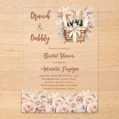Bubbly brunch beige perzik rozen Vrijgezellenfeest Acryl Uitnodigingen (Voorkant)