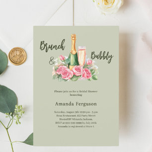 Bubbly brunch roze bloemensalie groen Vrijgezellen Kaart