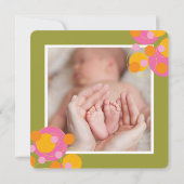 Bubbly Cercles Fuchsia rose fille Faire-part bébé (Dos)