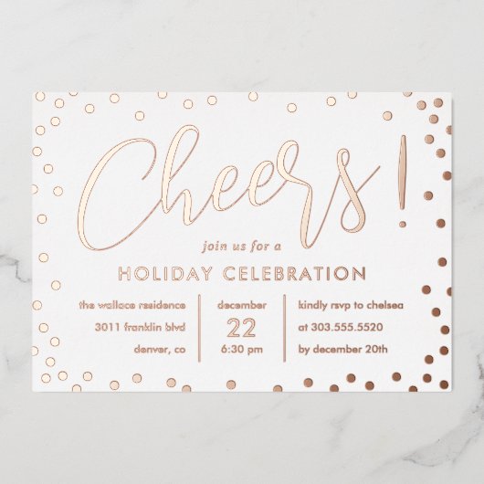 Bubbly Cheer Foil Fête Invitation (Recto)