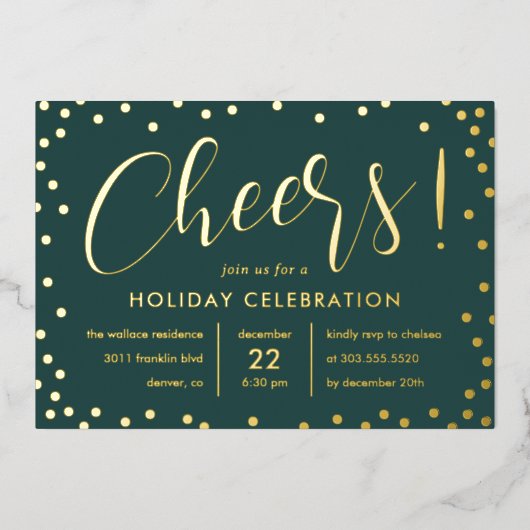 Bubbly Cheer Foil Fête Invitation (Recto)