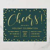 Bubbly Cheer Foil Holiday Invitation Carte postale (Recto)