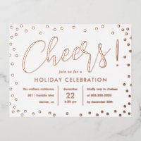 Bubbly Cheer Foil Holiday Invitation Carte postale
