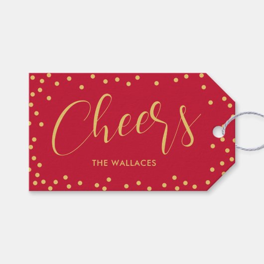 Bubbly Cheer Holiday Label Kerstcadeau Tags Cadeaulabel (Voorkant (Horizontaal))