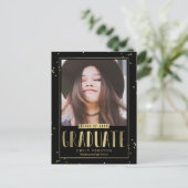 Bubbly Chic Graduation Faire-part carte postale (Debout devant)