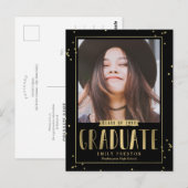 Bubbly Chic Graduation Faire-part carte postale (Devant / Derrière)