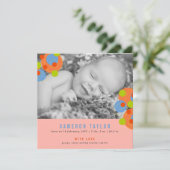 Bubbly Circles Baby Girl Photo Faire-part de naiss (Debout devant)