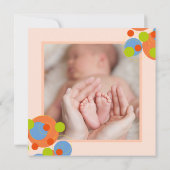 Bubbly Circles Baby Girl Photo Faire-part de naiss (Dos)