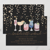 Bubbly Cocktails Gold Bachelorette Weekend Kaart (Voorkant / Achterkant)