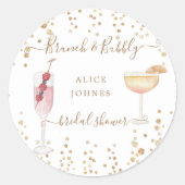 Bubbly Cocktails Gold Glitter Bridal Brunch Ronde Sticker (Voorkant)