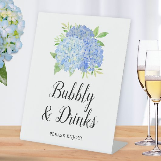 Bubbly & Drinken Vrijgezellenfeest Blue Hydrangea  Reclamebord Met Voetstuk