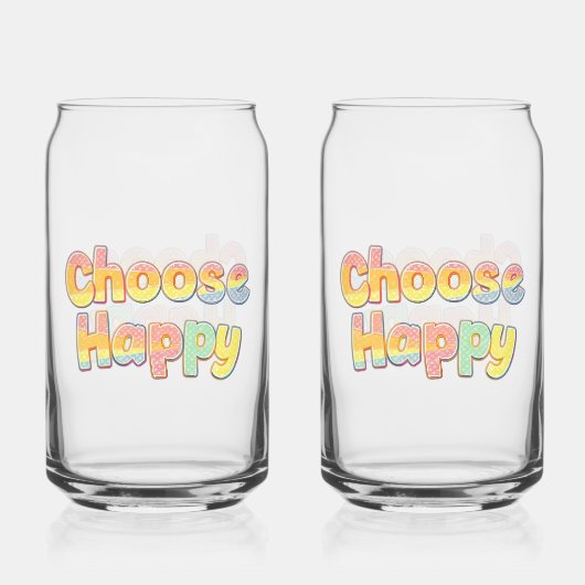 Bubbly Font "Choose Happy" Quote Blikvorm Glas (Achterkant)