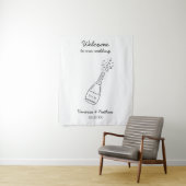 Bubbly Popping Champagne Bottle Wedding Welcome Wandkleed (In situ)