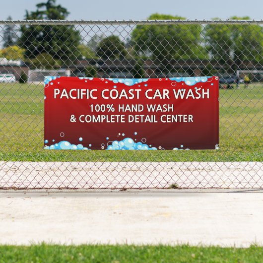 Bubbly Red Car Wash Business aanpassen Spandoek (Insitu)