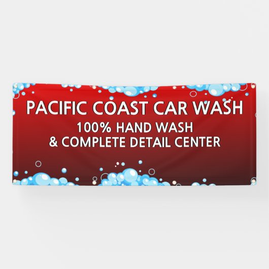 Bubbly Red Car Wash Business aanpassen Spandoek (Horizontaal)