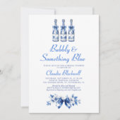 Bubbly Something Blue Chinoiserie Vrijgezellenfees Kaart (Voorkant)