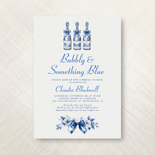 Bubbly Something Blue Chinoiserie Vrijgezellenfees Kaart